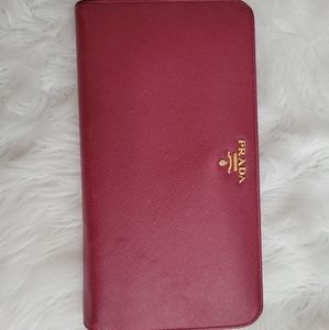SOLD - Prada pink colored bi fold wallet